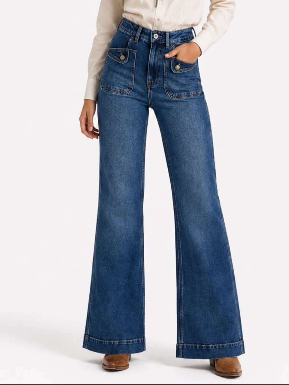 Tecovas Dark Blue Wide Leg Jeans